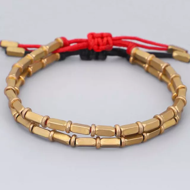 Tibetan Buddhist Handmade Braided Long Copper Beads Lucky Rope Bracelet Bangles