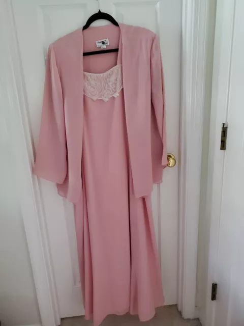Mother Of The Bride 2 Piece Pink Formal Maxi Dress & Jacket Plus Size 18/1X