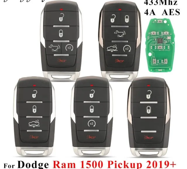 Fits Dodge 433.92MHz OHT-4882056  Complete Transponder Remote Key