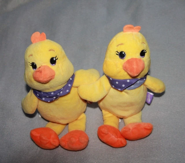 Milka Doudou Peluche Canard Poussin Jaune Orange Mauve Violet Lot 2 Neuf