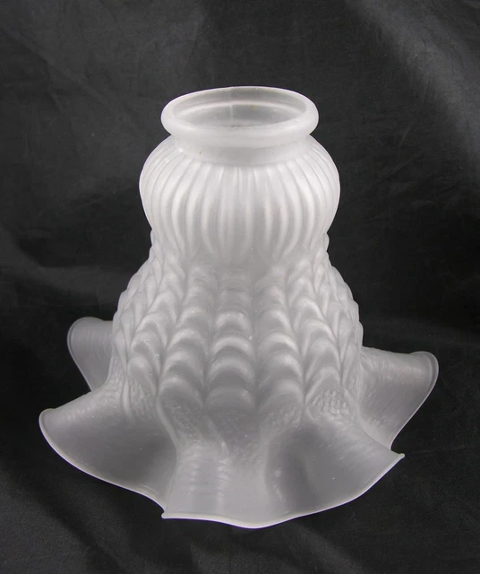 Vintage white satin glass desk/sconce ruffled bottom lamp shade Victorian look