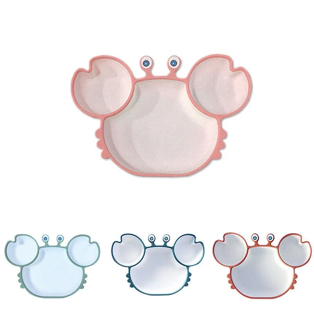 Baby Crab Bowl Children Suction Dishes  Cute Feeding Plate Non-Slip Silicone