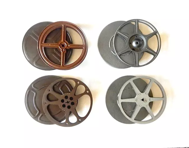 16mm Film - Lot of 4 - 400' Take-up Reels & Cans - For Use or Decoration