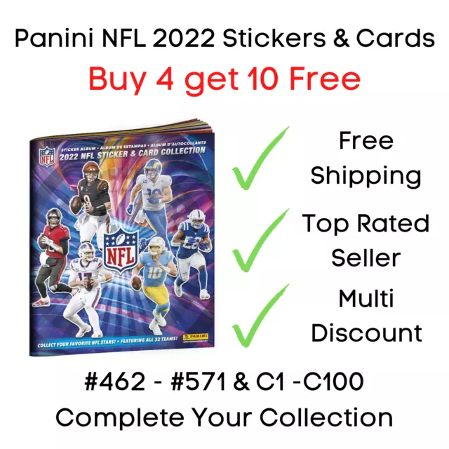 Panini NFL American Football 2022 Stickers & Cards #462 - #571 & C1 - C100