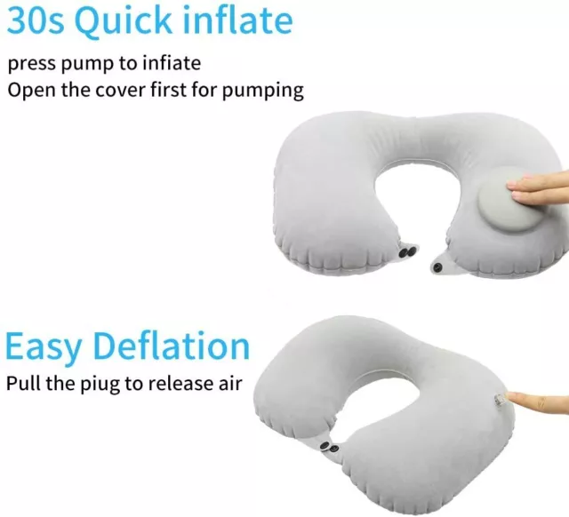 Inflatable U-Shaped Neck Pillow Adjustable Travel Pillows Neck Support Portable 2