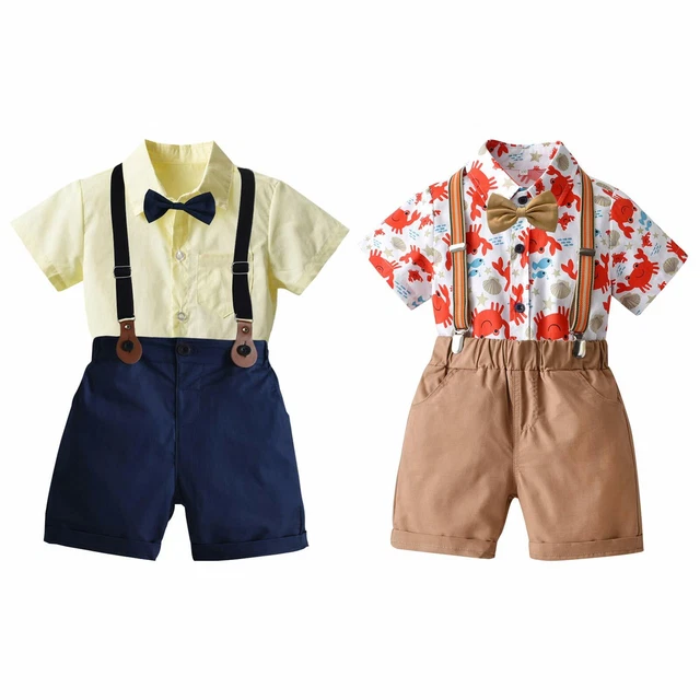 Abito per ragazzi Camicia a maniche corte Pantaloncini Pantaloncini Vestito Gentleman Abito festivo Estate