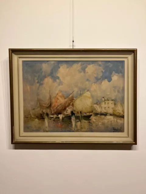 Pintado Venezia,Óleo sobre Lienzo,Artista Desconocido,Xx Siglo,Vendida Con Marco