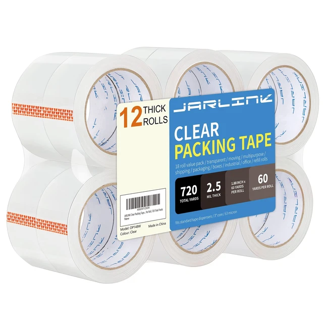 Clear Packing Tape 12 Rolls Heavy Duty Packaging Tape For Shipping Packaging