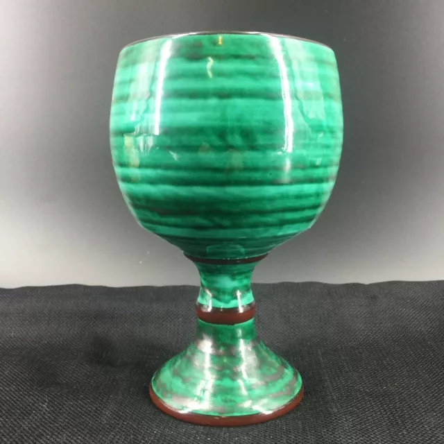 Vintage PV DERUTA Italy Majolica Pottery 06362 Green Glazed Goblet Planter 7.75"
