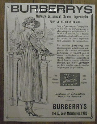 advert Publicité BURBERRYS impermeables manteaux  1921 