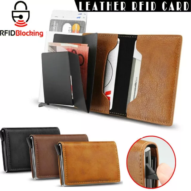 Men's RFID Blocking Slim Leather Wallet Credit Card ID Holder Carbon Fiber Purse