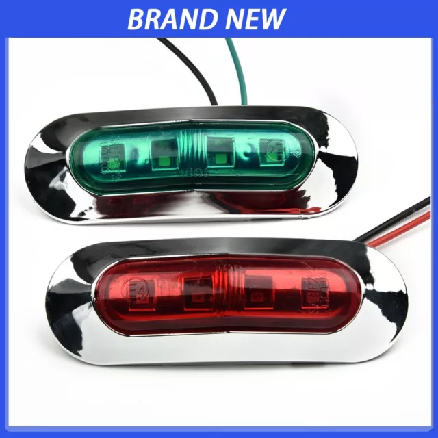 3.8" Red & Green Led Boat Navigation Light 4 LED Bulbs Each ABS+PMMA Light Cover