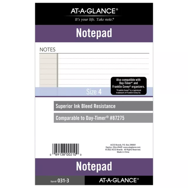 AT-A-GLANCE Notepad, Loose Leaf, Undated, Desk Size, 5 1/2" x 8 1/2"