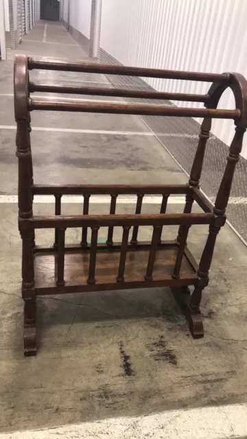 Vintage Bath Room Magazine/Towel Rack Cottagecore Country Brown Wood 20”x8”x29”h