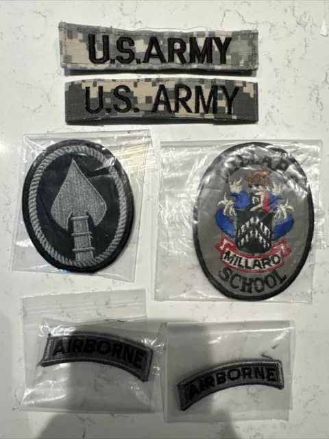 US Military Patches - Lot of 6 - U.S. Army - Millard School - W/ Bonus Buckle!