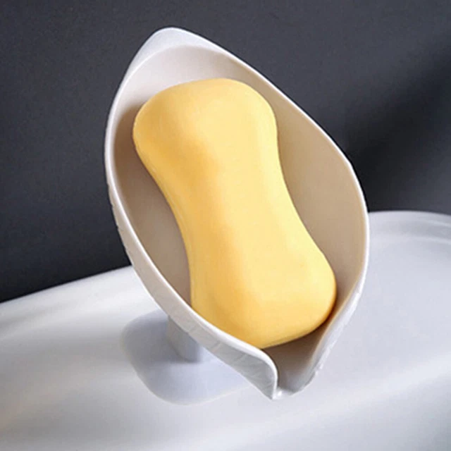 Caja de jabón en forma de hoja estantes esponjas autodrenables para baño en casa (A)