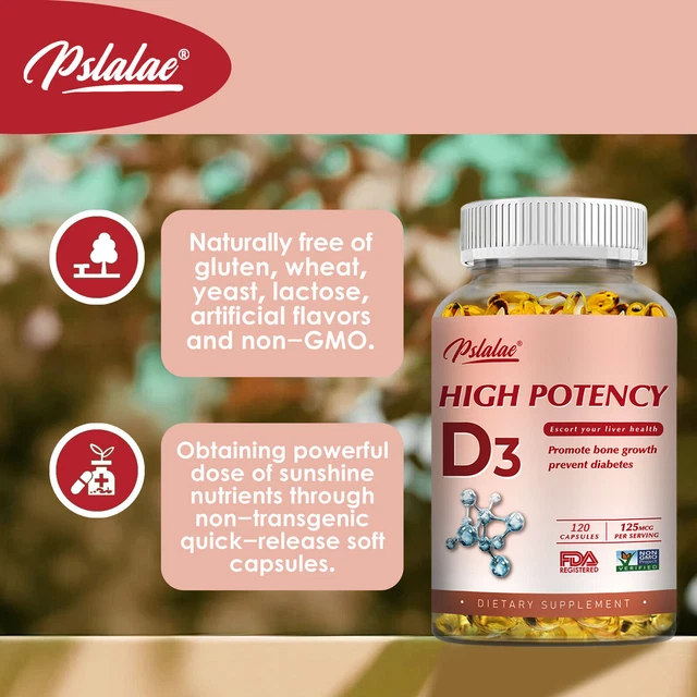 HIGH POTENCY D3 5000 IU Supplement Bone, Teeth & Muscle Health