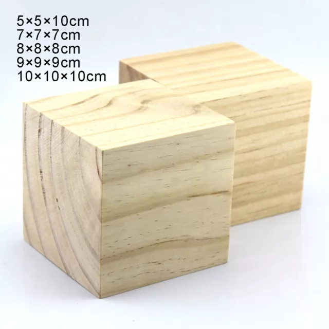 Natural Wooden Craft Supplies Blocks Wood Cubes 5, 7, 8, 9, 10cm Hardwood Pine