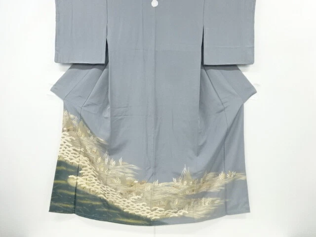 6506891: Japanese Kimono / Vintage Iro-Tomesode / Kinsai / Scenery & Boat