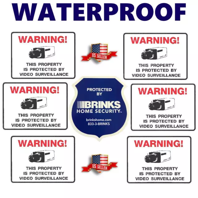 Waterproof Stickers For Home Security Alarm Camera+Brinks Window Warning Decal