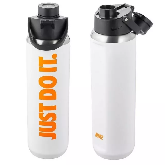 Nike Recharge Stainless Steel Chug Graphic Water Bottle 24oz 710ml White Orange