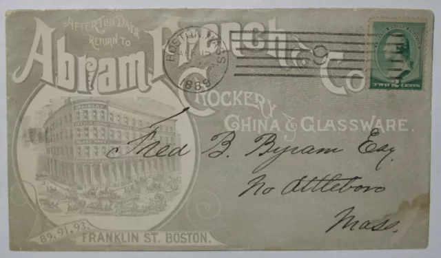 Ad cover for Abram French Co. Crockery, China & Glassware. Boston, MA 1889 MC