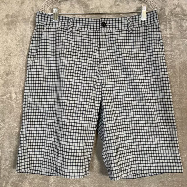 Adidas Mens Performance Golf Shorts Size 32 Gray Plaid Casual Chinos