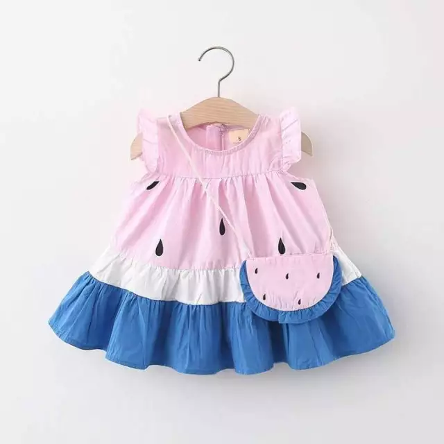 Lovely Baby Girl Contrast Colored Ruffle Hem Dress