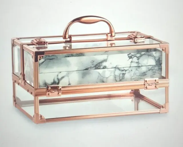 Makeup Case Beauty Cosmetic Box Vanity Clear Acrylic Professional Rose Gold