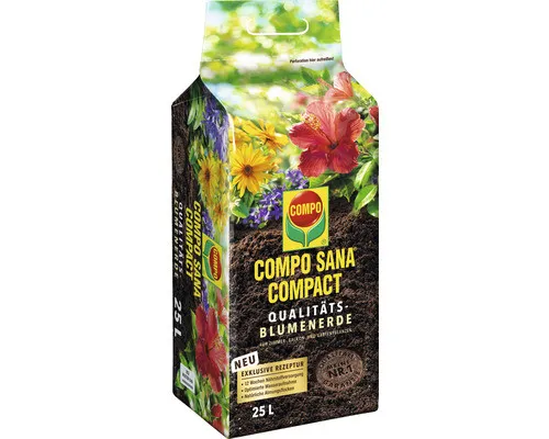 Blumenerde COMPO SANA® COMPACT Qualitäts-Blumenerde 25 L für alle Zimmer, Balkon