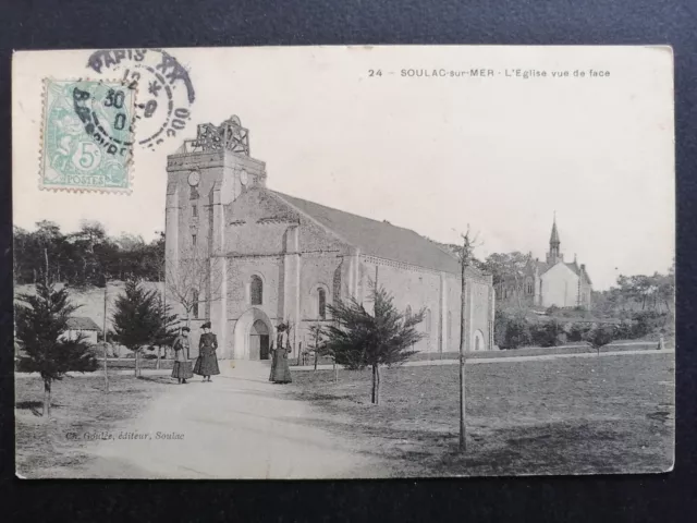 cpa 33 - SOULAC (Gironde) BASILIQUE Notre Dame de la Fin des Temps animée