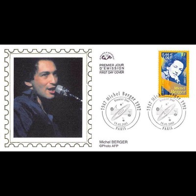 Michel Berger Artiste de la chanson Française FDC LNF 19/5/2001 Paris 