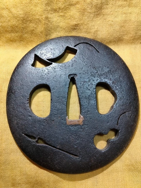 Iron Tsuba Tan President Of Bushu Gourd And Kite Watermark Drawing By Brush Edo
