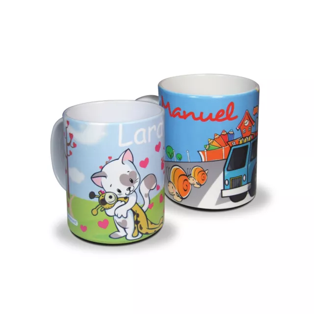 Taza Niños Recipiente Bebida con Nombre Y Motivo Deseado Infantil Desayuno Taza