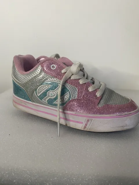 Heelys - Motion Plus -  Size 2 UK Silver Pink Light Blue  Sparkle