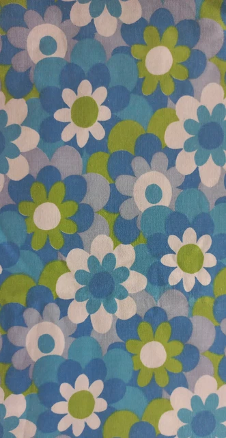 Tissu Coton Popeline Bleu Lagon, Imprimé Liberty Fleurs Blanc Et Rouge, Largeur 1.45m, 20m Rouleau Neuf