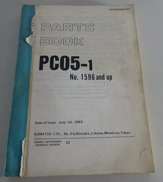 Parts Catalogue/Parts Catalog Komatsu Excavator PC 05-1 Stand 06/1983