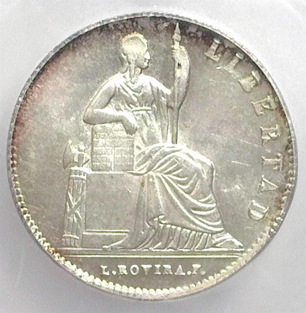 Mexico 1843 Constitution Proclaimed Silver Medal Icg Ms-63 Looks Gem +