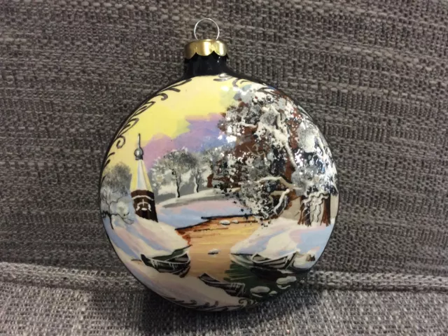 Vintage Glass Hand Painted Ornament Initialed By Artist