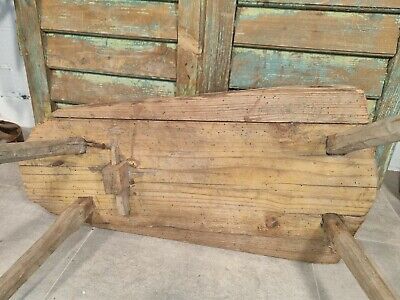 Antique 19th Century Primitive Saddlers Flax Comb Work Bench Stool 9