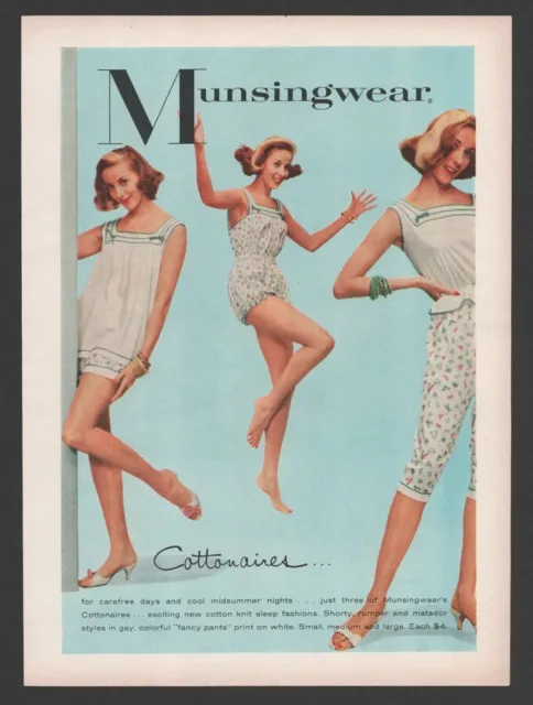 Original Reklame 1956, Munsingwear Cottonaires, Lingerie, Beine, Wäsche, 50er