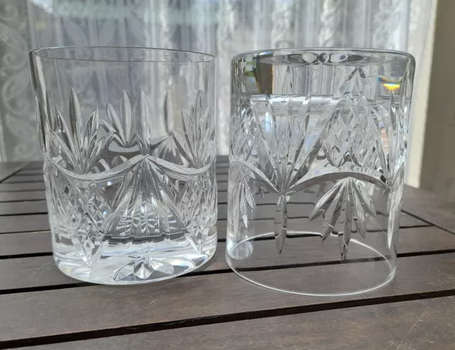 Vintage Edinburgh Crystal Pair of AYR Cut Whisky Glasses / Tumblers