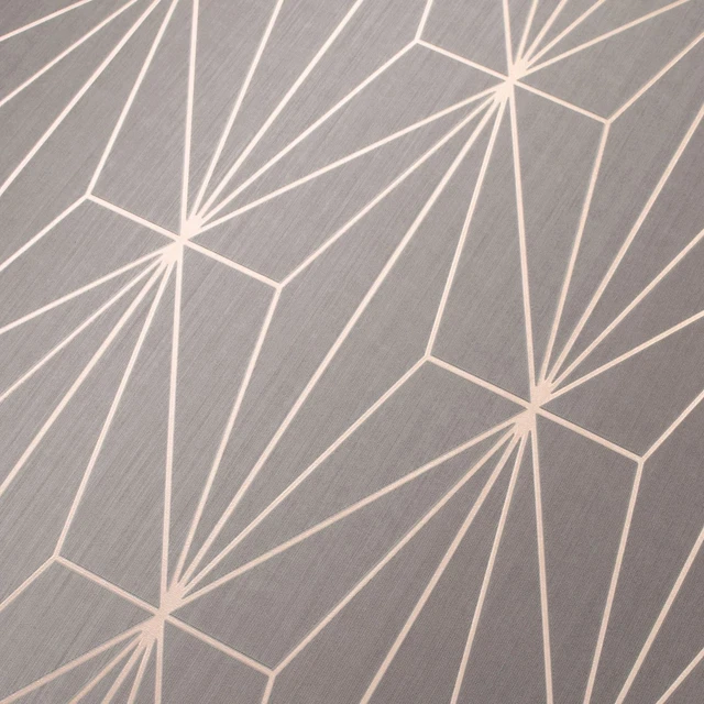 KAYLA METALLIC GEOMETRIC Wallpaper Grey / Rose Gold Muriva 703013 EUR
