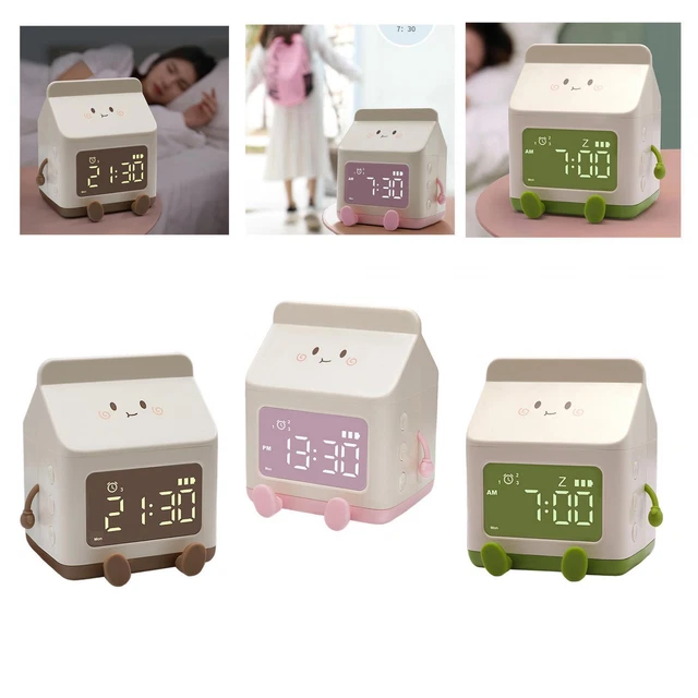 Alarm Clock for Bedroom, Bedside Alarm Clock Milk Box Snooze Function, Creative