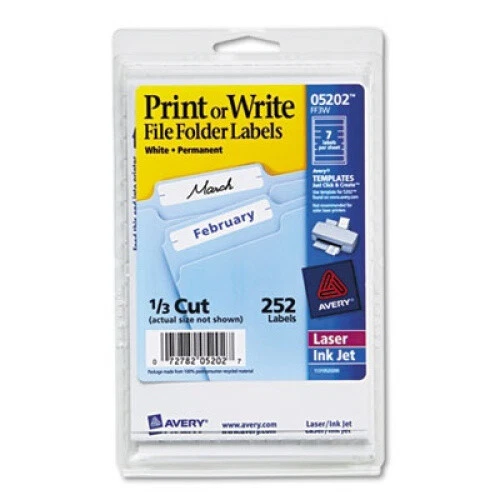 Avery White File Folder Labels .33 Cut 252/Pkg. Avery Products. Best Price