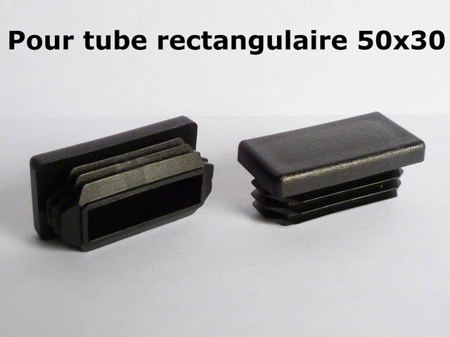 10 Embouts Bouchons Ailette PVC Pour Tube 50x30 Mm - M8 Noir - Pied Réglable Table - Neuf