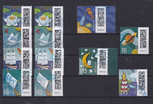 Bund, DS "Welt der Briefe", 1.Serie nass-/selbstklebend, 10, 70,195,275 cent