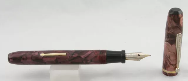 Wearever OVERSIZE PURPLE Marble Celluloid w/Gold Trim Fountain Pen - 1930's