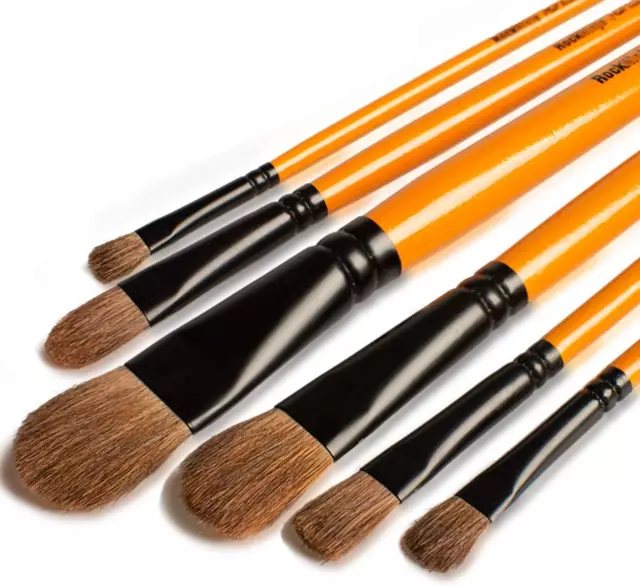 Artist Paint Brush Set, Professional Long Handle Nylon Hair Brushes - Ideal Fine