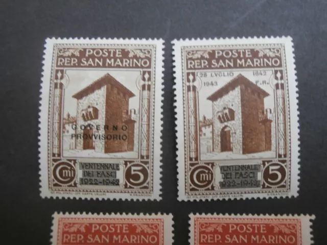 1943 San Marino 4 stamps with 2 different ovpts. 2